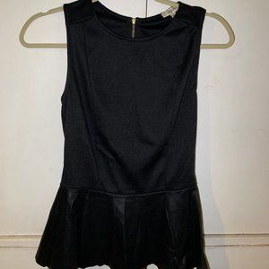 Nordstrom Black Peplum Tank Top w/ Leather Bottom